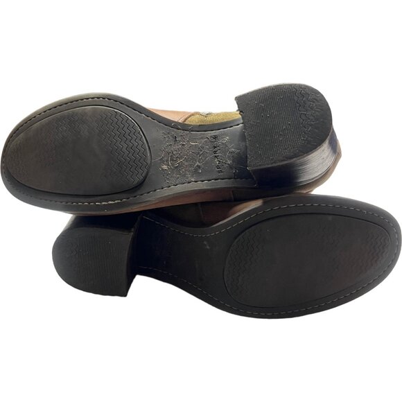 Sperry Ambrose Womens 8.5M Brown Olive Leather Ankle Boots Chunky Heel Buckle - Picture 7 of 12